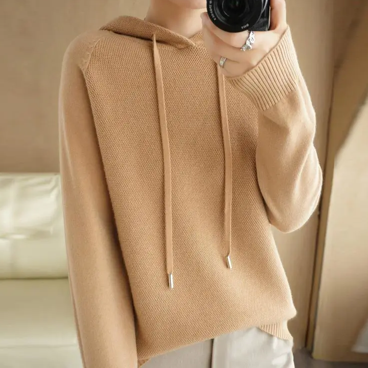 Warm hoodie sweater in solid color