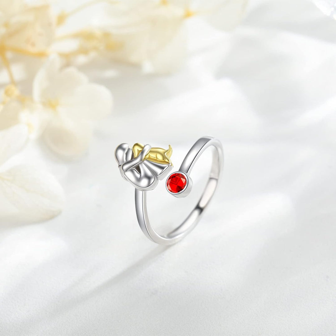 adjustable ring for dogs with female figure in 925 silver