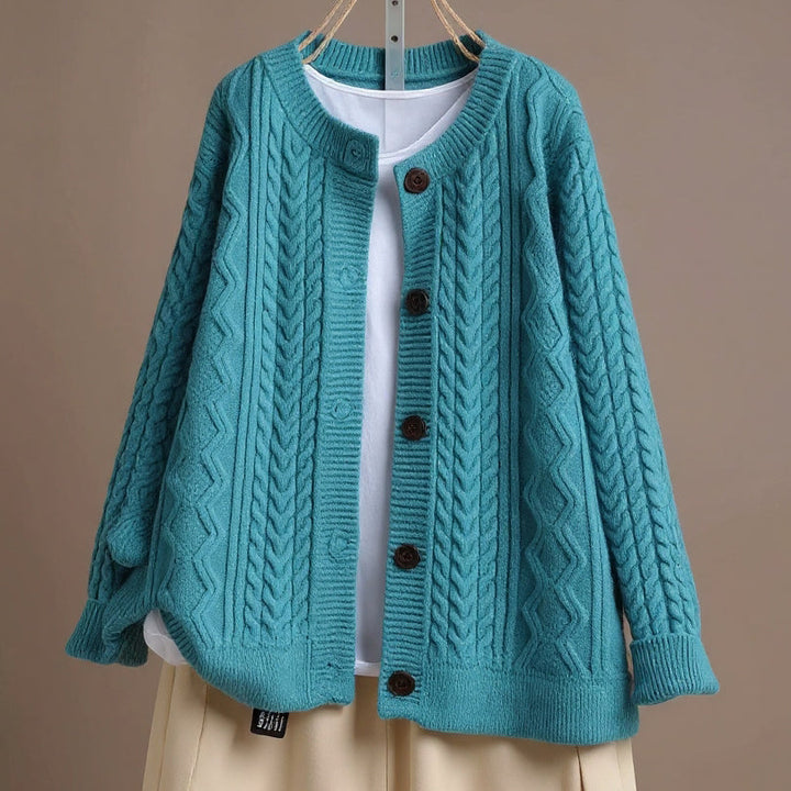 Women's Thick Knit Cardigan Sweater in Solid Color for Everyday Wear