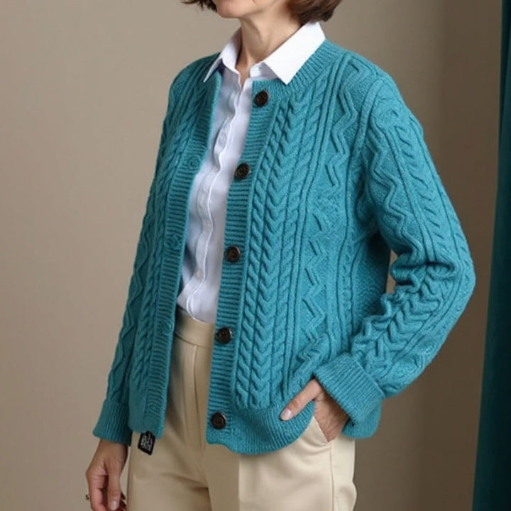 Women's Thick Knit Cardigan Sweater in Solid Color for Everyday Wear
