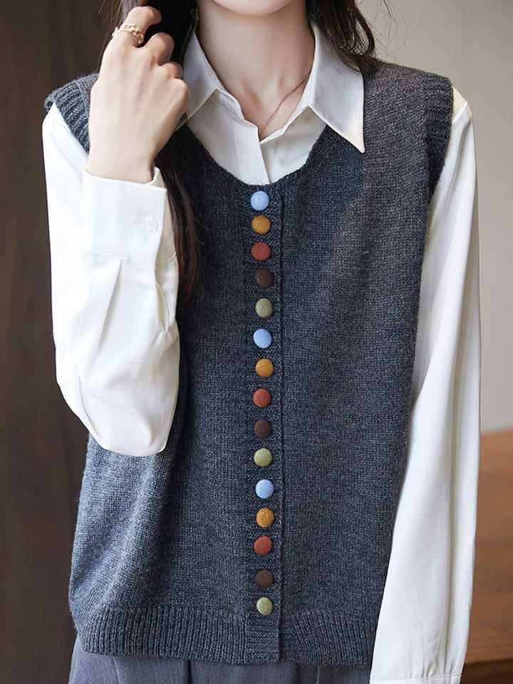 Women's Solid Color Sweater Vest for Everyday Wear