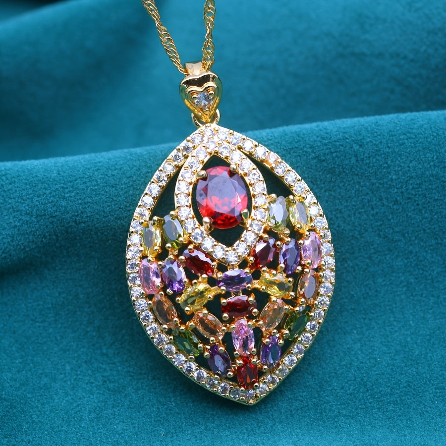 Elegant multicolored cubic zirconia pendant necklace