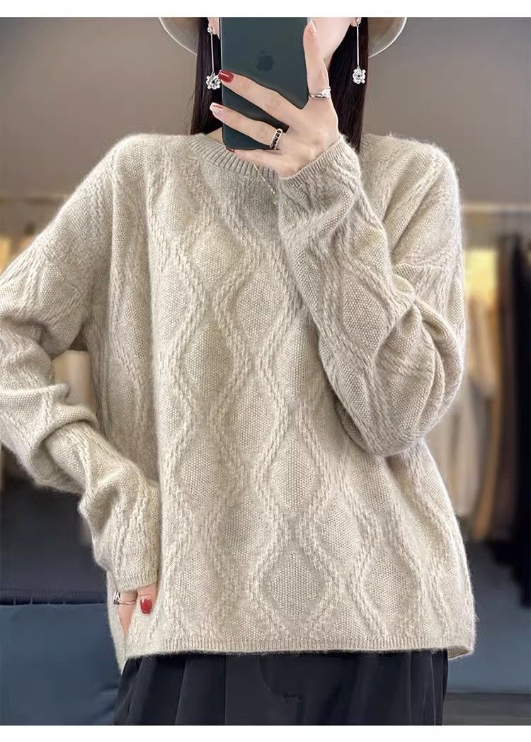 Women's Cashmere Sweater with Round Neck, Made of Knit Fabric