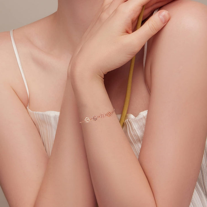 Sterling Silver Dog Paw Print Bracelet – Adjustable