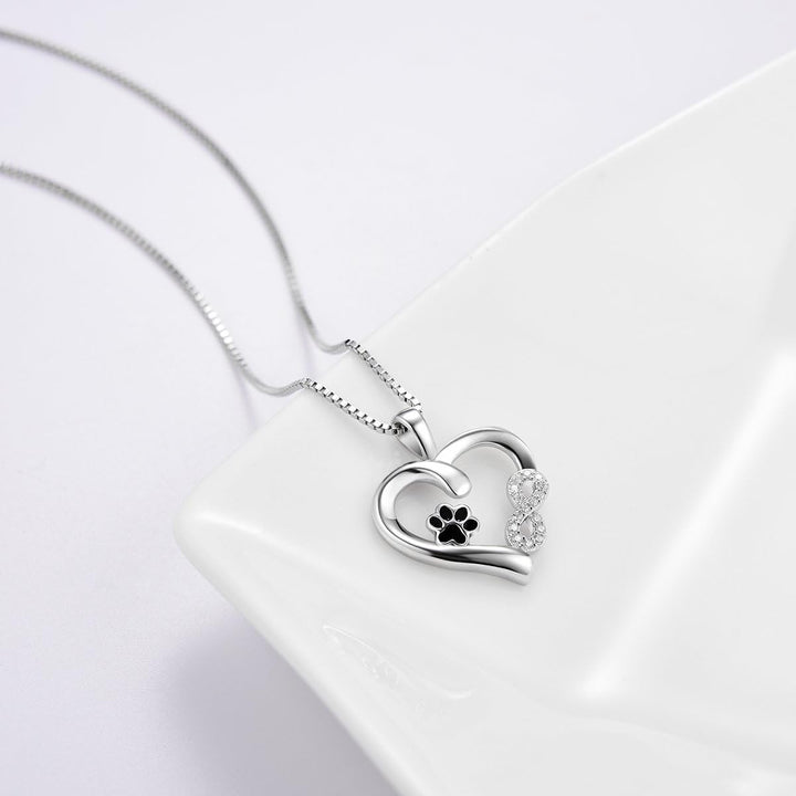 Necklace with Thong with Paw and Heart with Infinity Pendant