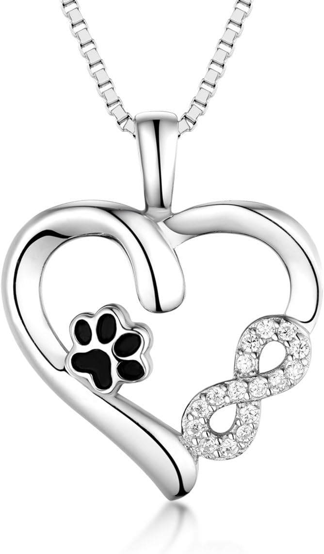 Necklace with Thong with Paw and Heart with Infinity Pendant