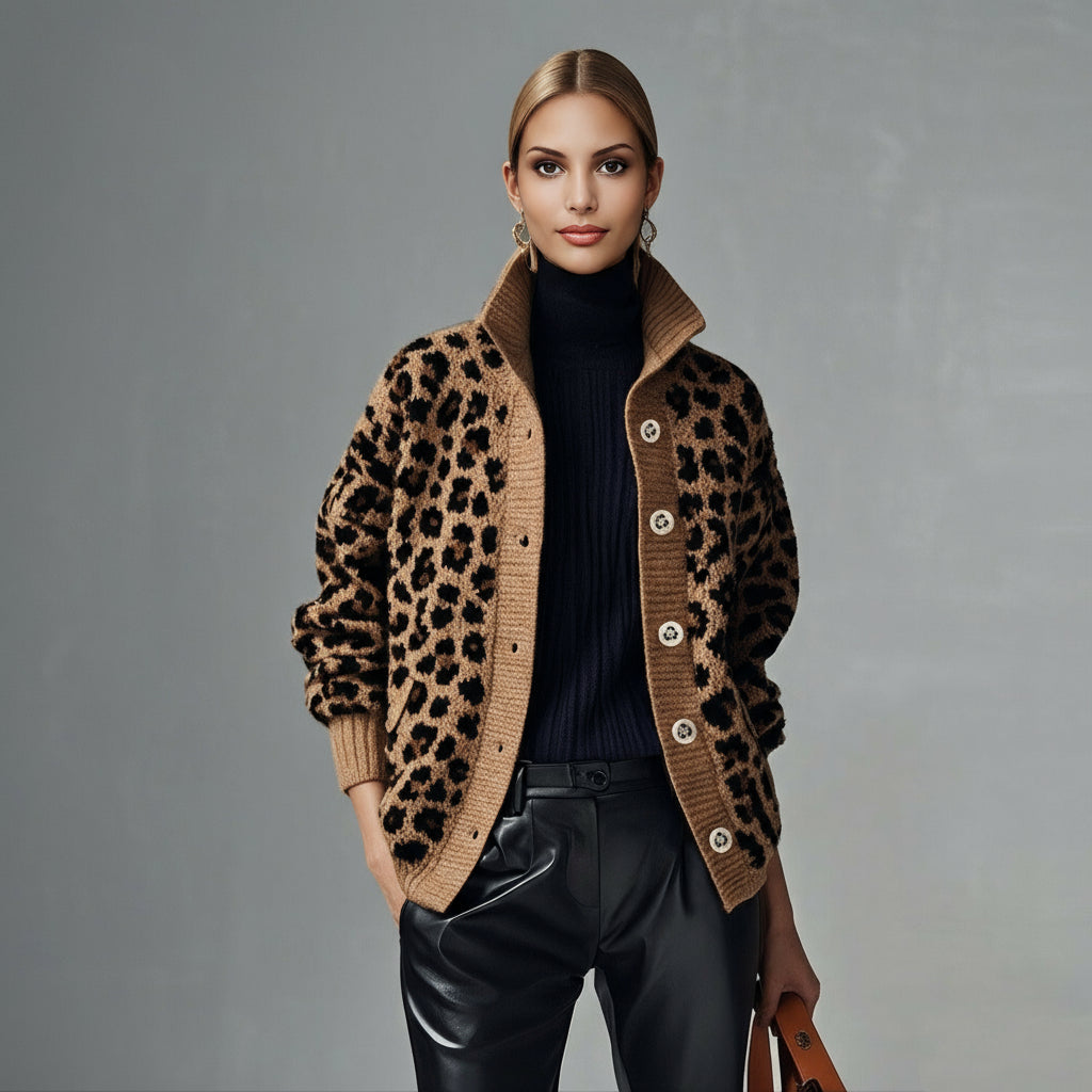 Leona Jacket – Leopard Print Knitted Sweater
