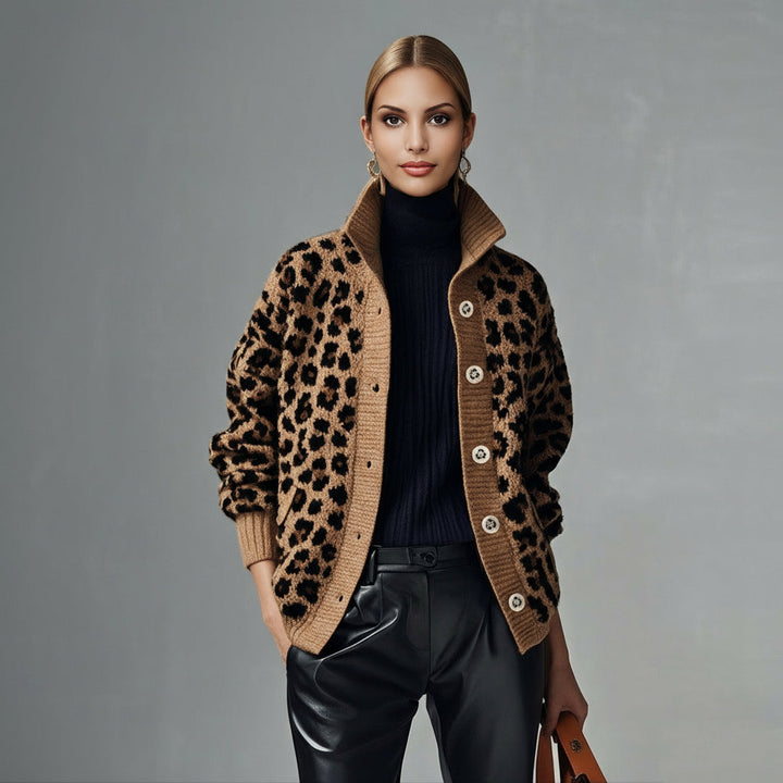 Leona Jacket – Leopard Print Knitted Sweater