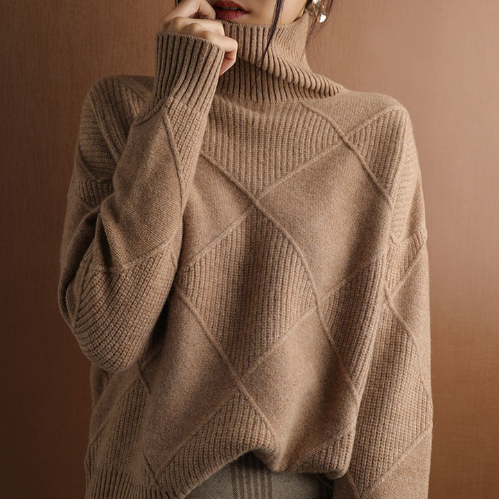 Elegant loose-knit sweater with a neckline