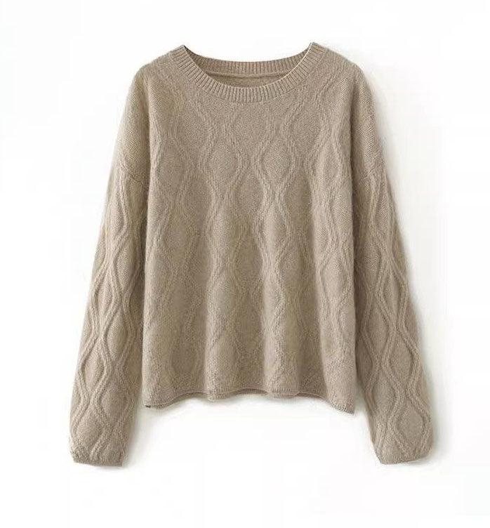 Women's Cashmere Sweater with Round Neck, Made of Knit Fabric