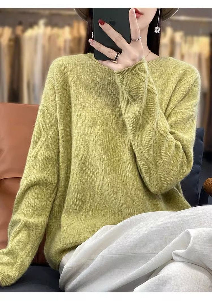 Women's Cashmere Sweater with Round Neck, Made of Knit Fabric