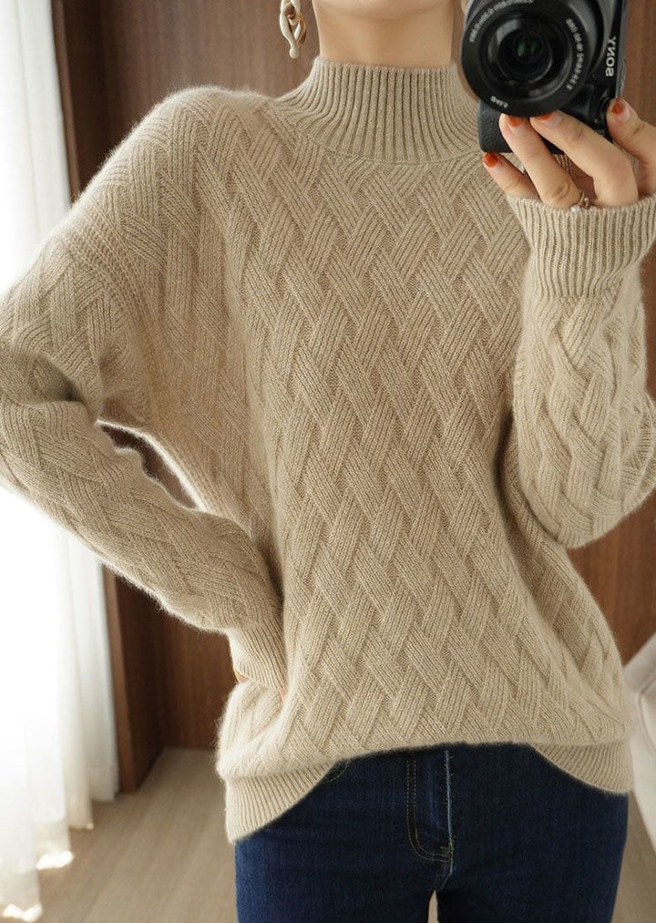 Warm solid color knitted sweater