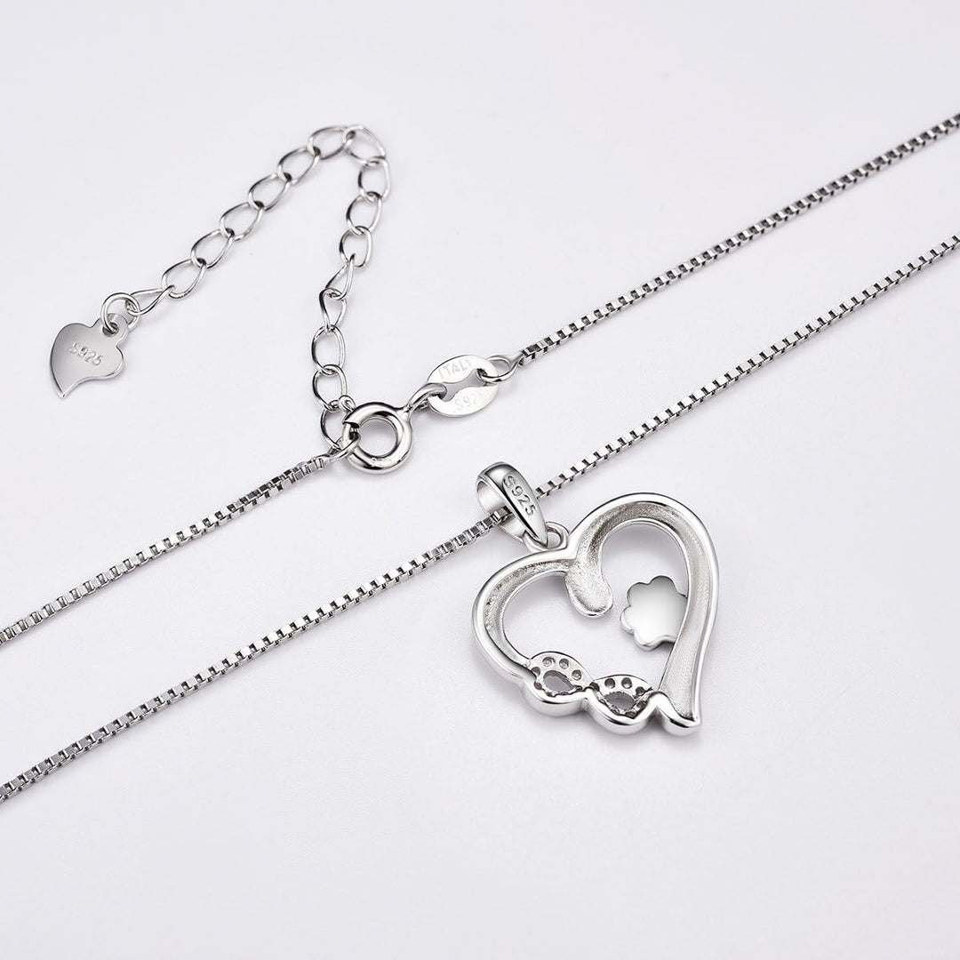 Necklace with Thong with Paw and Heart with Infinity Pendant