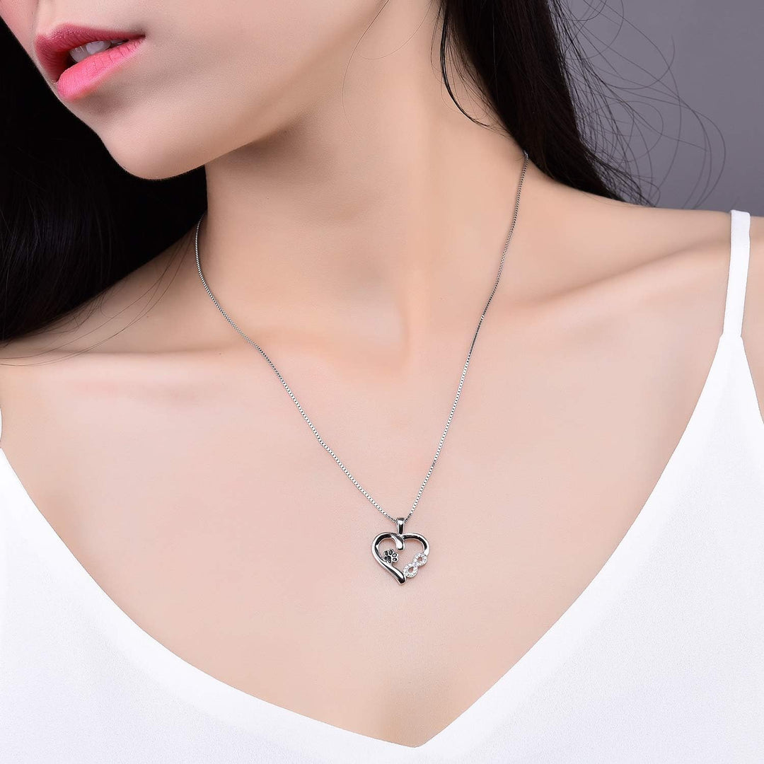 Necklace with Thong with Paw and Heart with Infinity Pendant