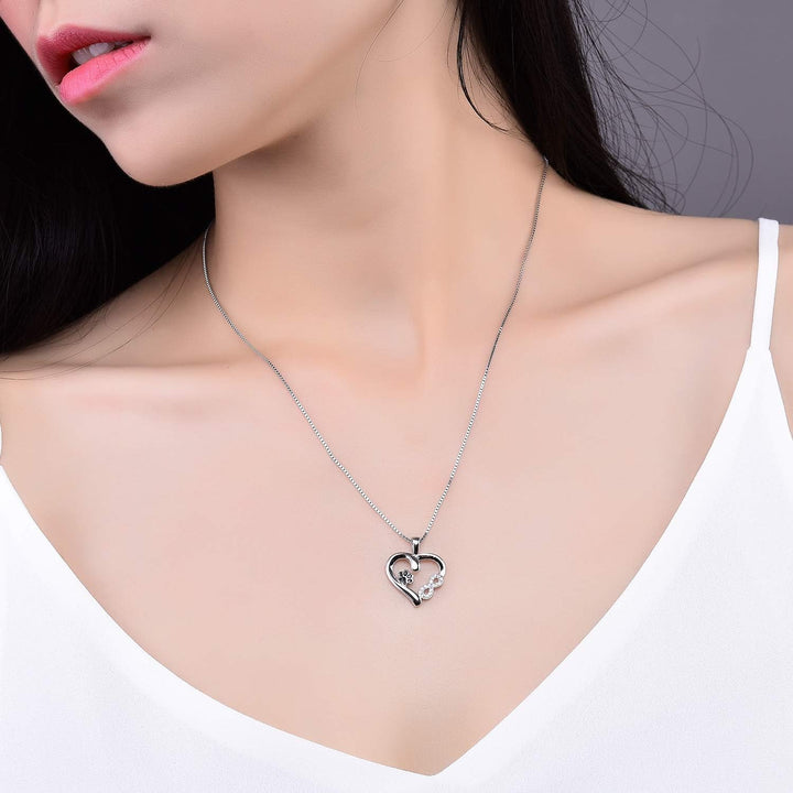 Necklace with Thong with Paw and Heart with Infinity Pendant