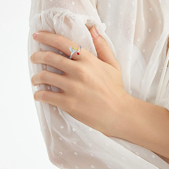 adjustable ring for dogs with female figure in 925 silver