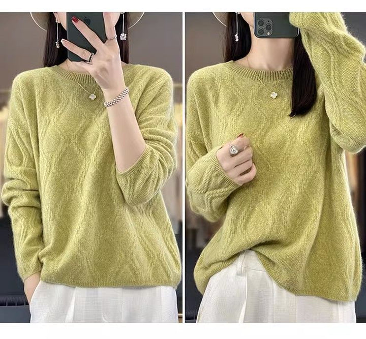 Women's Cashmere Sweater with Round Neck, Made of Knit Fabric