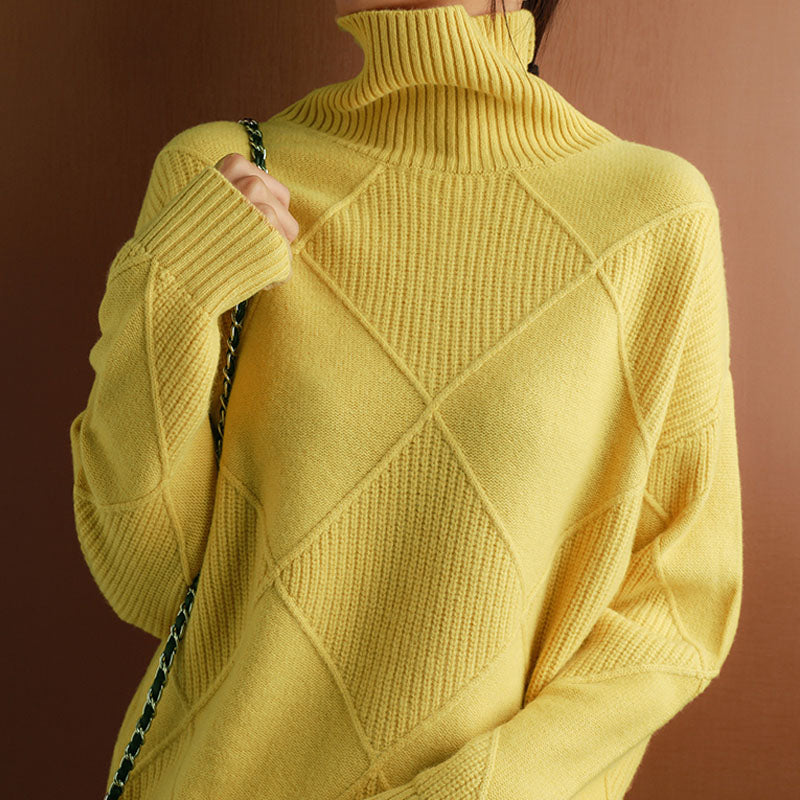 Elegant loose-knit sweater with a neckline