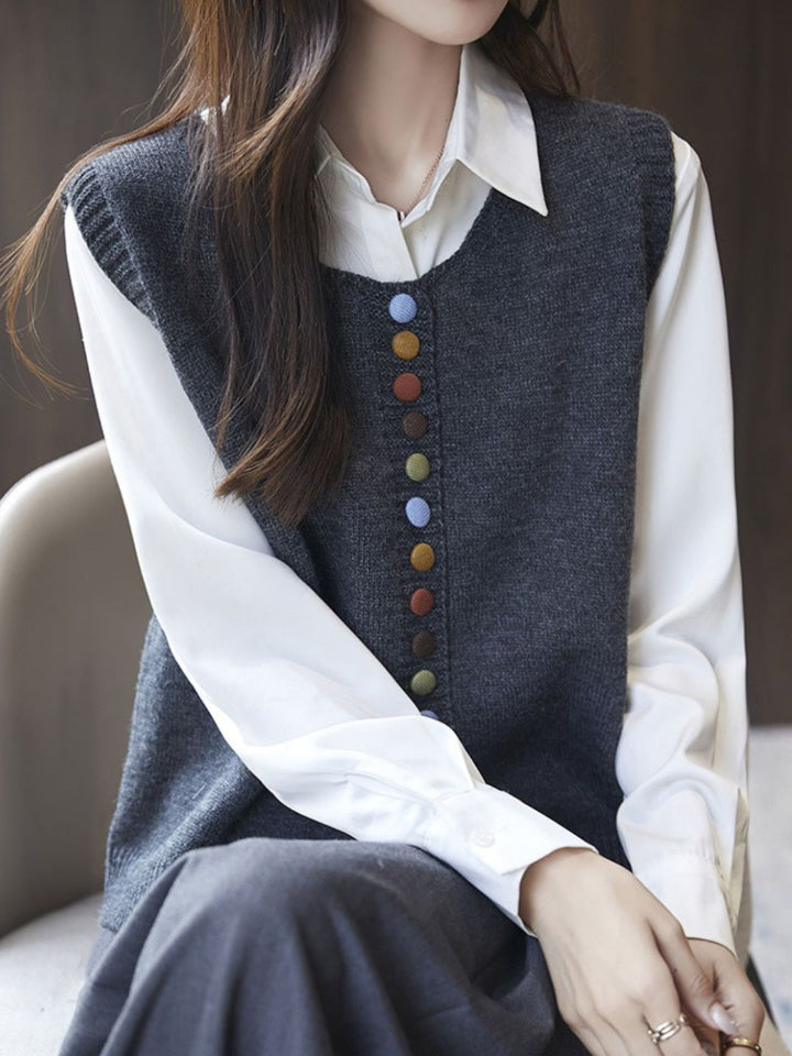 Women's Solid Color Sweater Vest for Everyday Wear