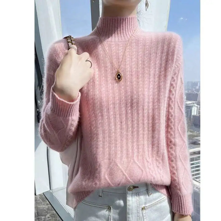 Women's Sweater with Turtleneck in Solid Color