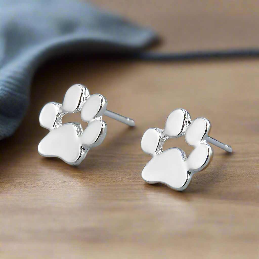 Paw-Shaped Earrings in Hypoallergenic Stainless Steel