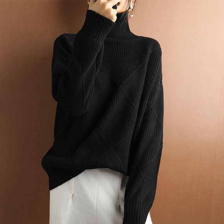 Elegant loose-knit sweater with a neckline