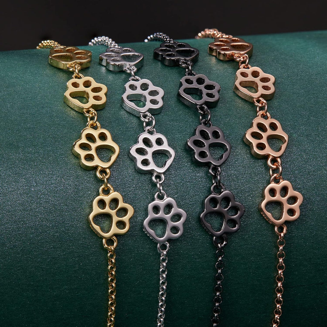 Sterling Silver Dog Paw Print Bracelet – Adjustable