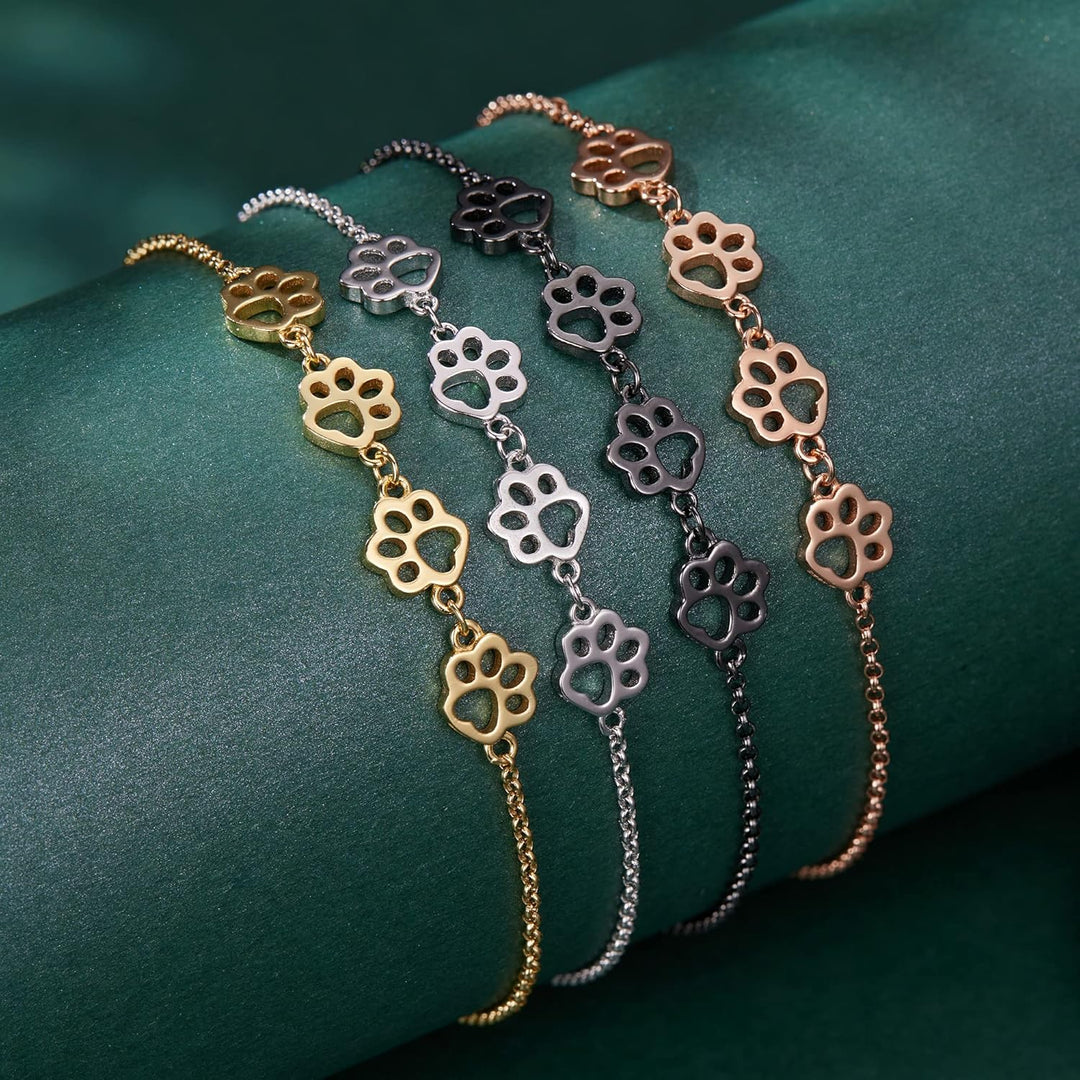 Sterling Silver Dog Paw Print Bracelet – Adjustable