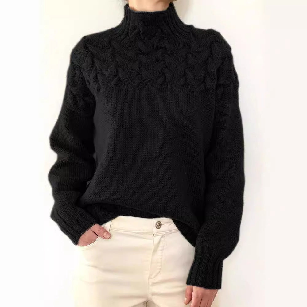 Elegant solid-colored cashmere sweater with a turtleneck