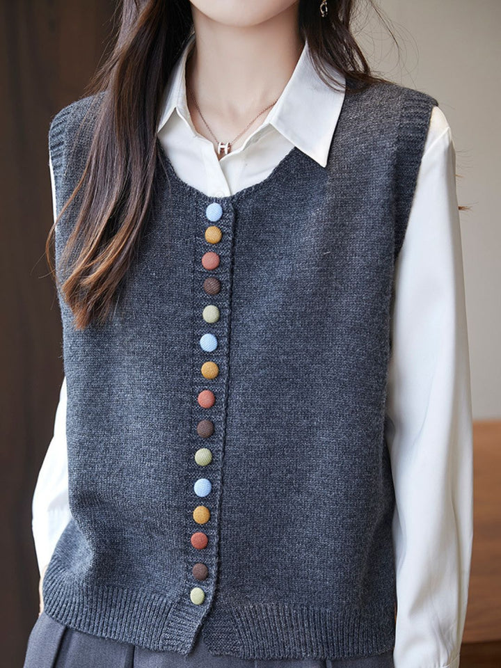 Women's Solid Color Sweater Vest for Everyday Wear