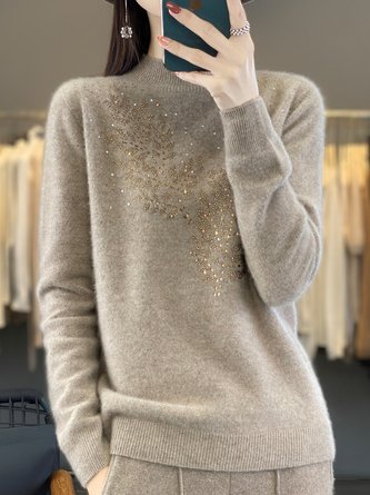 Best-selling solid color sweater adorned with diamonds 02