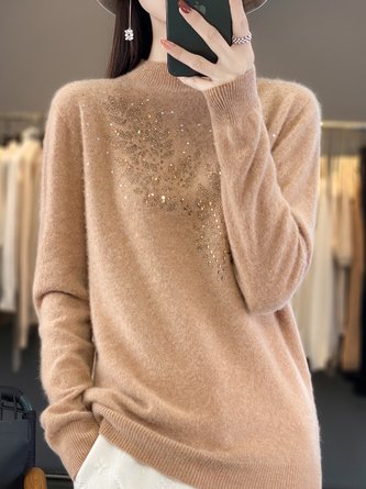 Best-selling solid color sweater adorned with diamonds