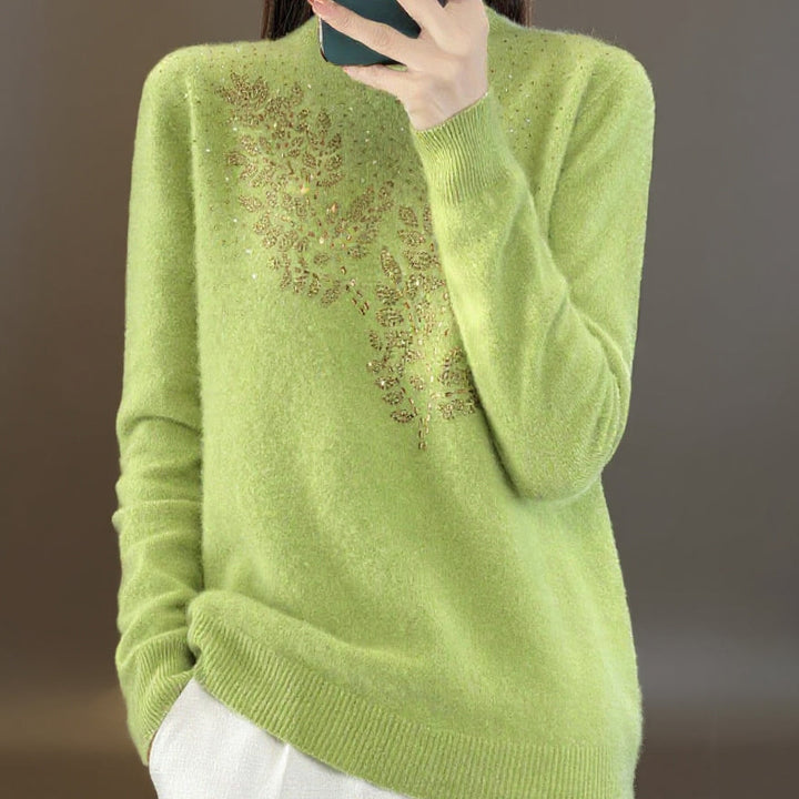 Best-selling solid color sweater adorned with diamonds 02