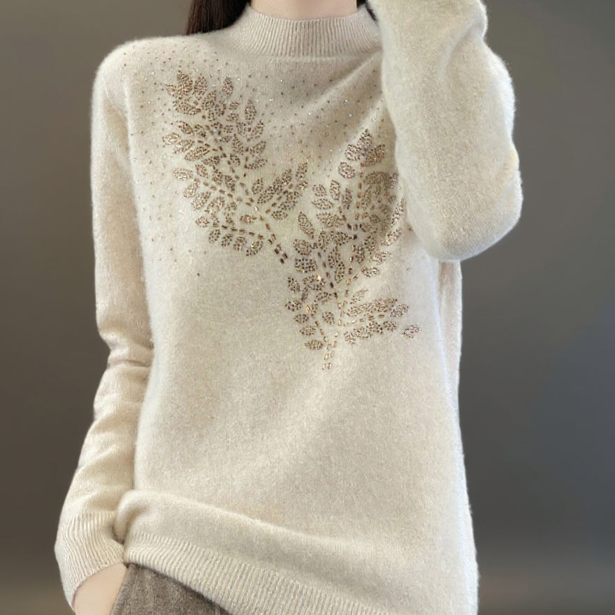 Best-selling solid color sweater adorned with diamonds 02