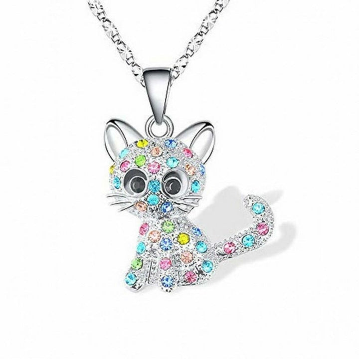 Neonatal Kittens and Colorful Zirconia Necklace – in 925 Silver