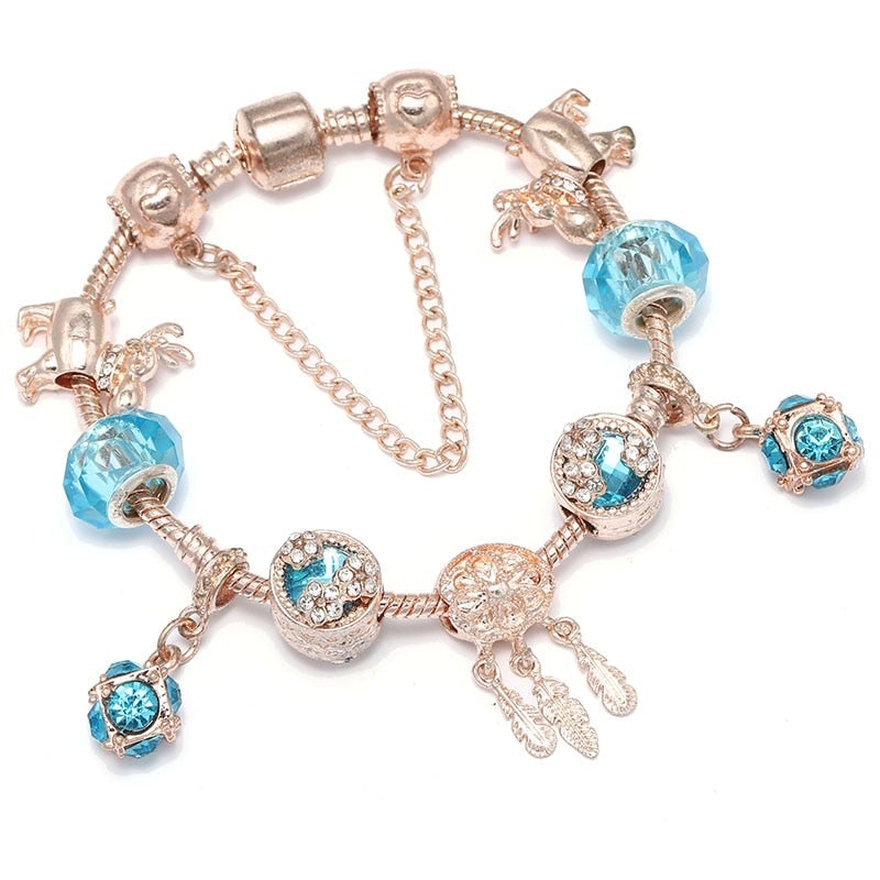 Bracelet in Rose Gold and Blue Zirconia