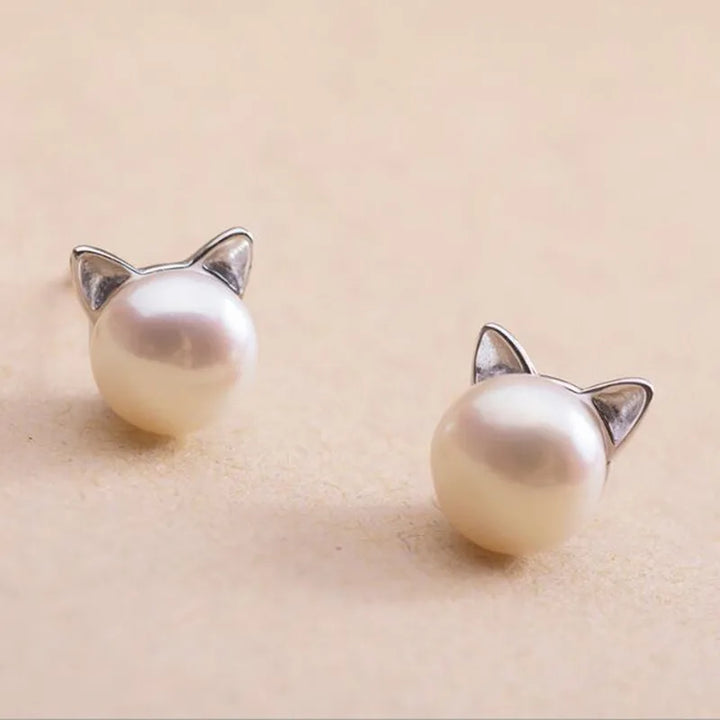 Stud Earrings with Pearl Drop and Sterling Silver