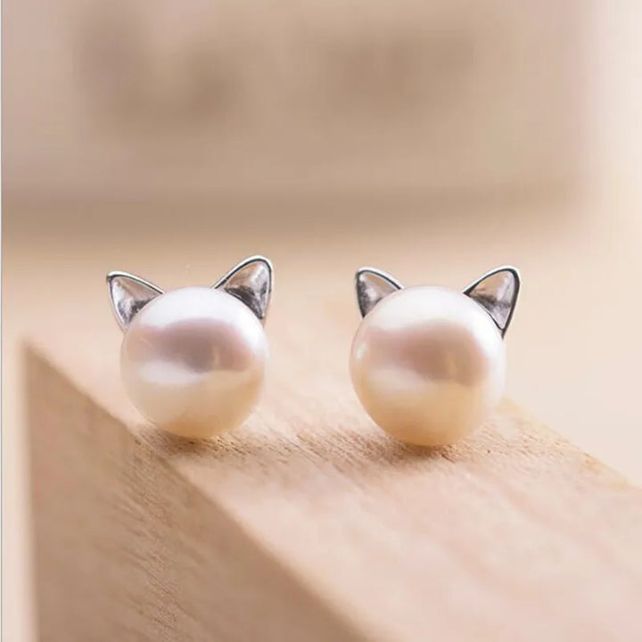 Stud Earrings with Pearl Drop and Sterling Silver