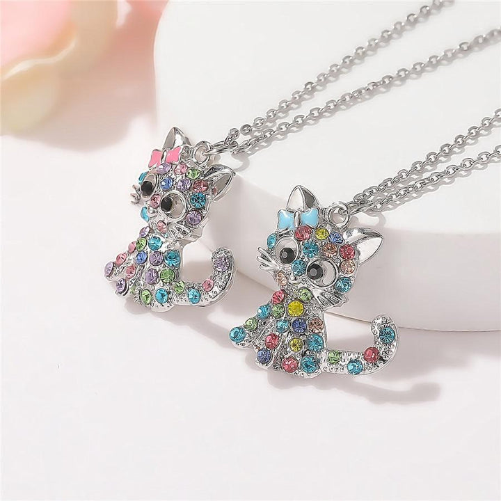 Neonatal Kittens and Colorful Zirconia Necklace – in 925 Silver