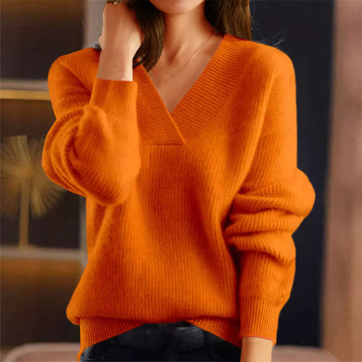 Simple and Comfortable Women's Sweater in Solid Color