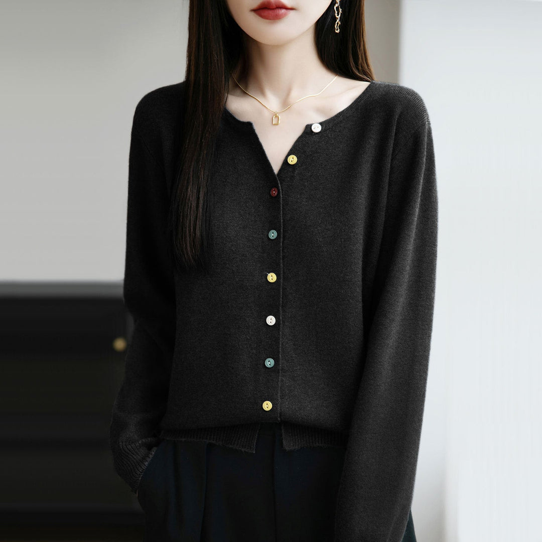 Elegant and lightweight women's cardigan with a V-neck, button-up, available in various colors