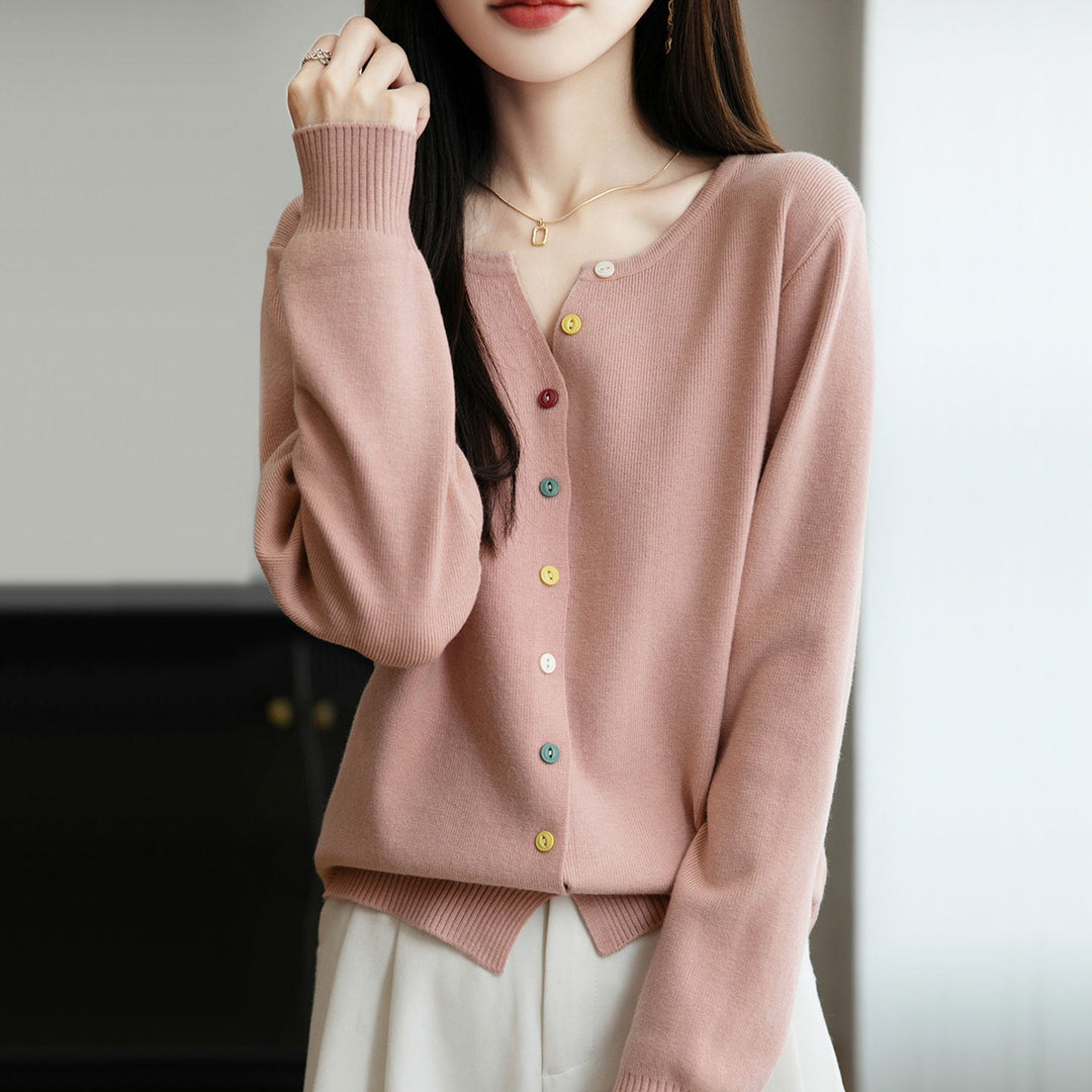 Elegant and lightweight women's cardigan with a V-neck, button-up, available in various colors