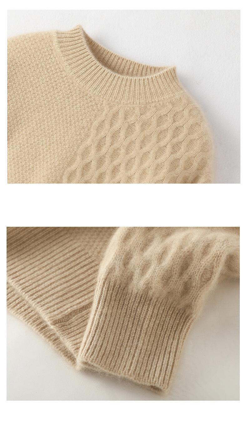 Simple and Comfortable Women's Knit Sweater, Solid Color, Stand-Up Collar 02