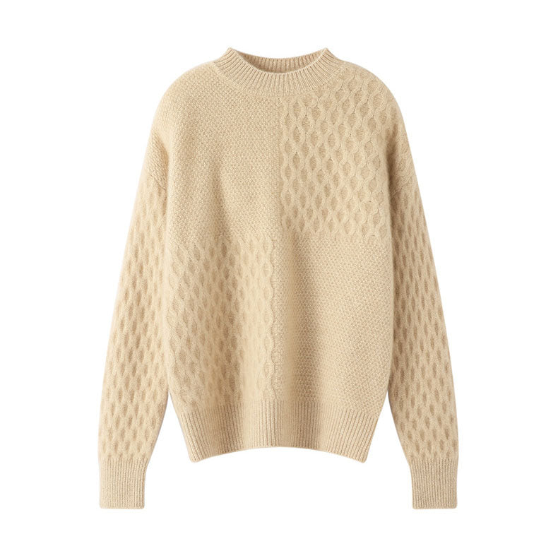 Simple and Comfortable Women's Knit Sweater, Solid Color, Stand-Up Collar