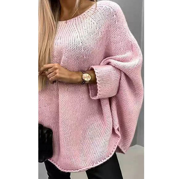 Stylish and versatile cape-style knit sweater