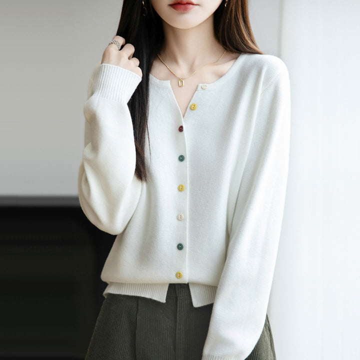Elegant and lightweight women's cardigan with a V-neck, button-up, available in various colors