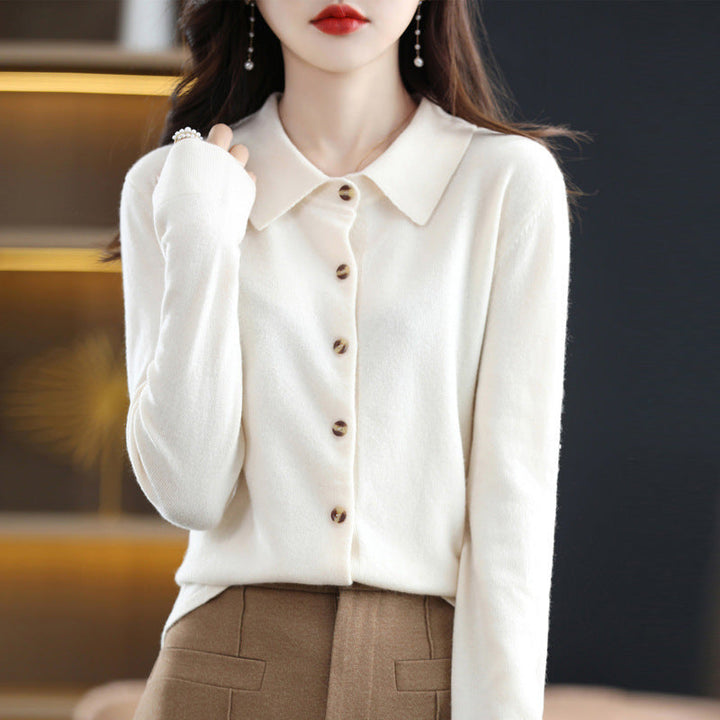 Elegant and comfortable sweater with cashmere lapels in solid color 04