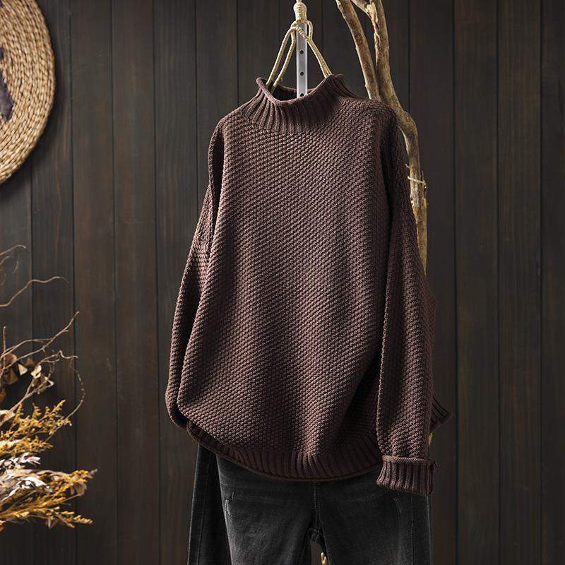 Women's solid color sweater, loose, elegant, mock turtleneck, everyday wear