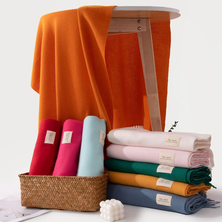 Women's Solid Color Knit Scarf, Plush with Fringes