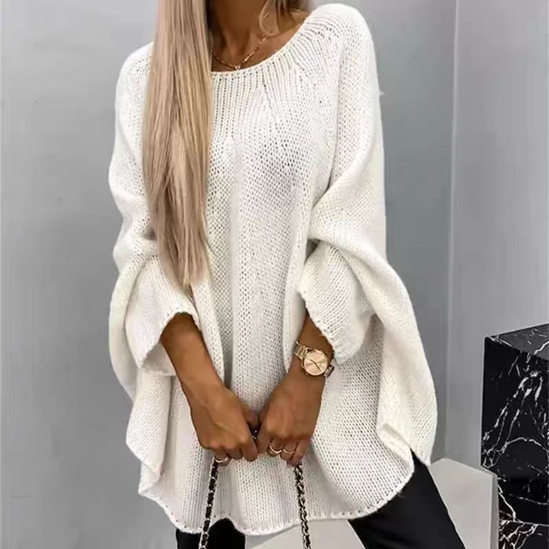 Stylish and versatile cape-style knit sweater